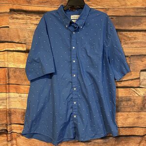 Saddlebred Mens 3XLT Blue Sailboat Print Short Sleeve Button Down Shirt Nautical